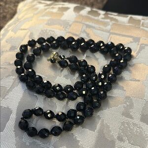 VINTAGE Black Beaded Necklace